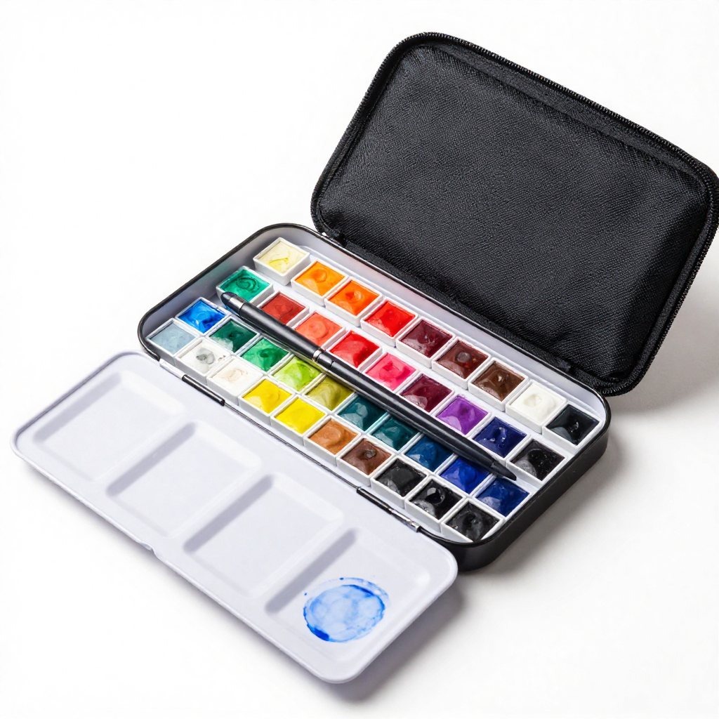 Artist watercolor set with 48 vibrant colors